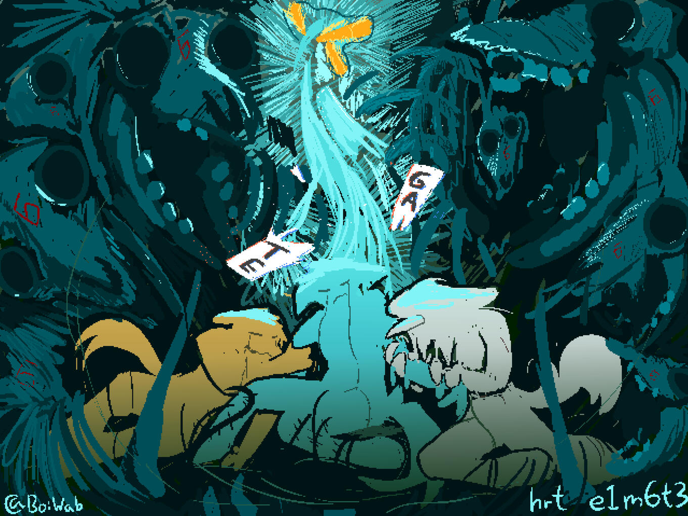 [40$] Pixel art painting, simple characters, complex but non-room BG [2025]